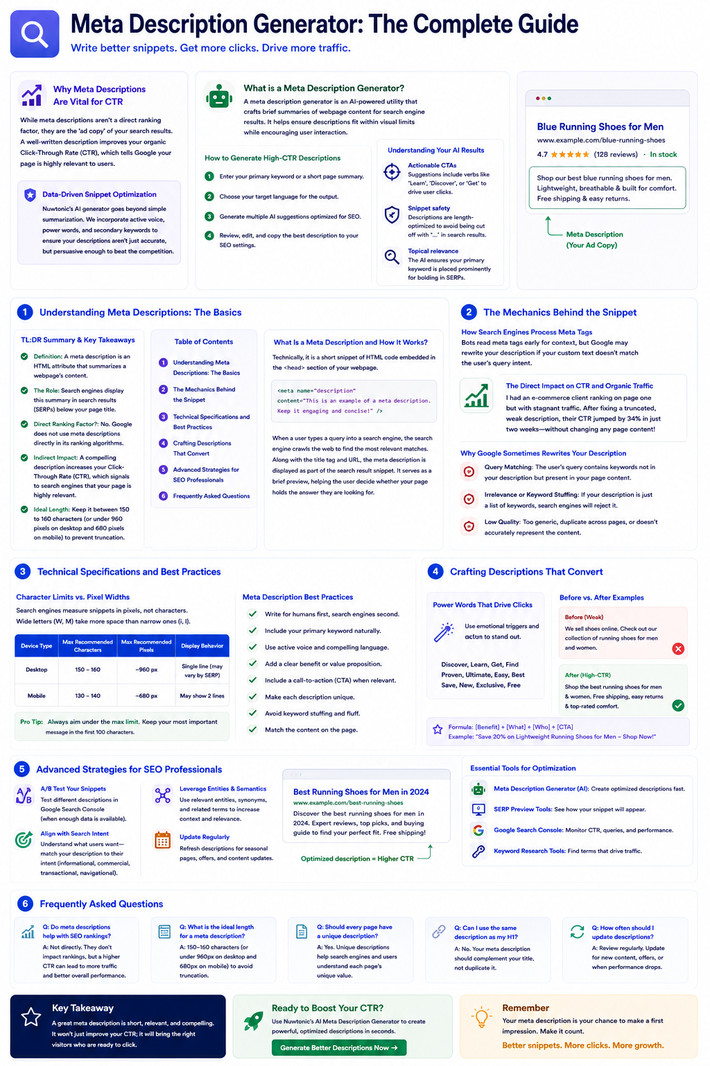Meta description generator complete guide infographic
